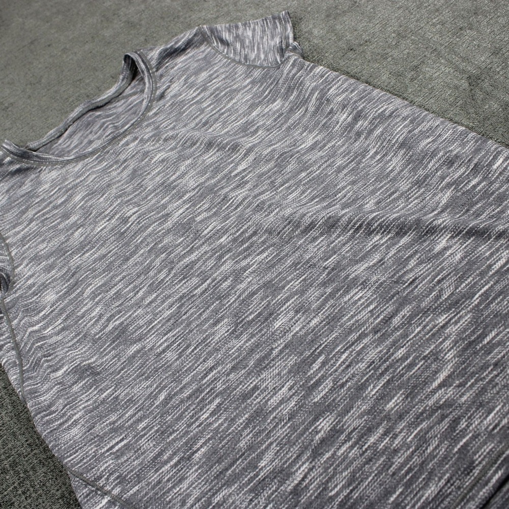 Lululemon Womens Space Dye Short Sleeve Athletic Training Top Grey White
